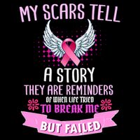 My Scars Tell A Story Breast Cancer Stripe Pom Pom Beanie