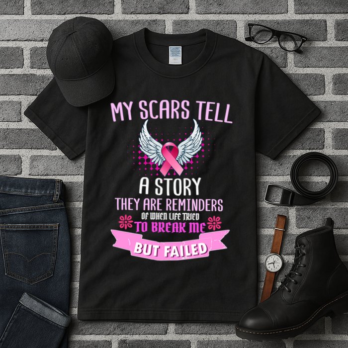 My Scars Tell A Story Breast Cancer Tall T-Shirt