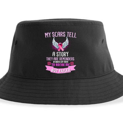 My Scars Tell A Story Breast Cancer Sustainable Bucket Hat