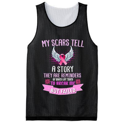 My Scars Tell A Story Breast Cancer Mesh Reversible Basketball Jersey Tank
