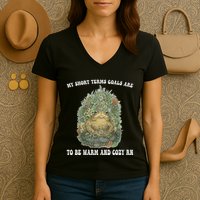My Short Terms Goals Are To Be Warm And Cozy In Women's V-Neck T-Shirt
