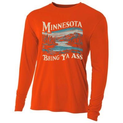 Minnesota Souvenir Travel Humor Bring Ya Ass Cooling Performance Long Sleeve Crew