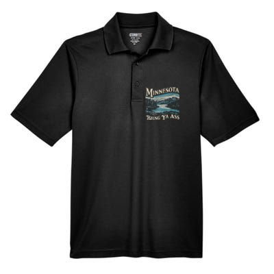 Minnesota Souvenir Travel Humor Bring Ya Ass Men's Origin Performance Pique Polo