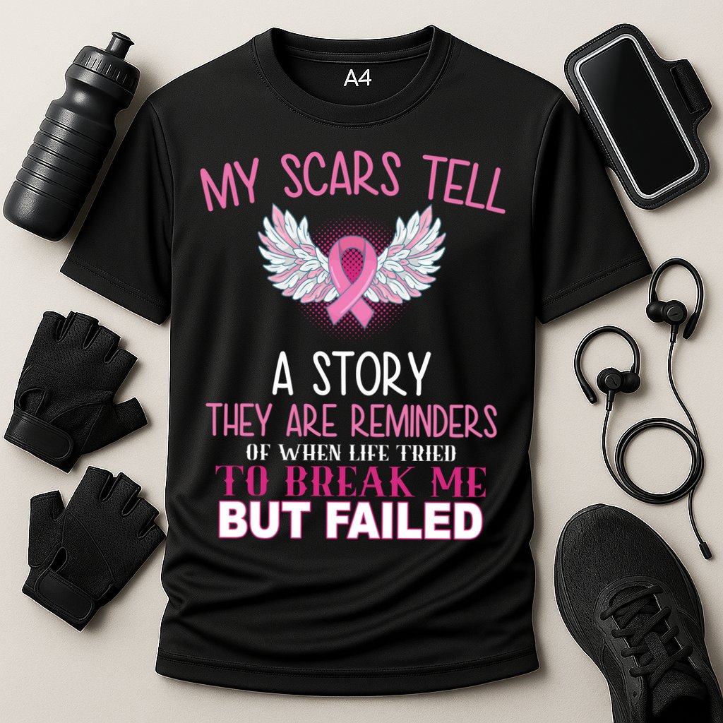 My Scars Tell A Story Breast Cancer Survivor Quote Performance Shirt
