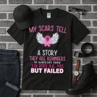 My Scars Tell A Story Breast Cancer Survivor Quote Tall T-Shirt