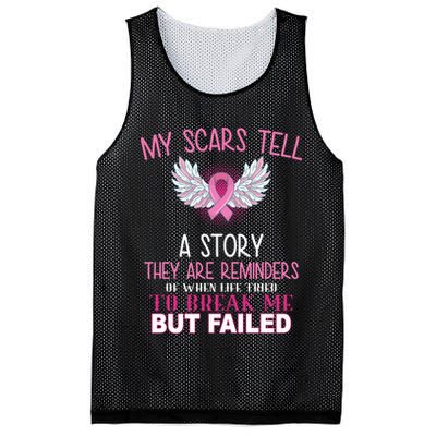 My Scars Tell A Story Breast Cancer Survivor Quote Mesh Reversible Basketball Jersey Tank