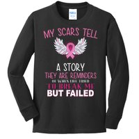 My Scars Tell A Story Breast Cancer Survivor Quote Kids Long Sleeve Shirt