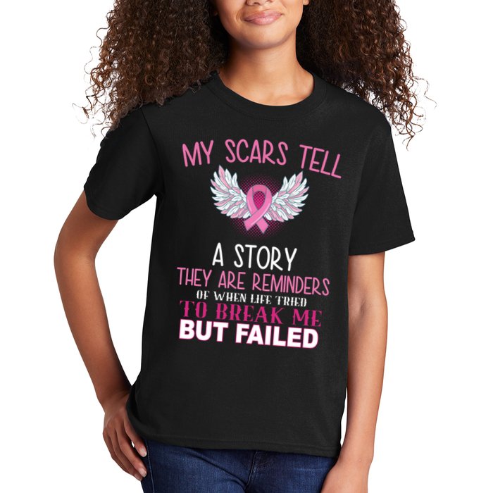 My Scars Tell A Story Breast Cancer Survivor Quote Kids T-Shirt