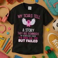 My Scars Tell A Story Breast Cancer Survivor Quote Kids T-Shirt
