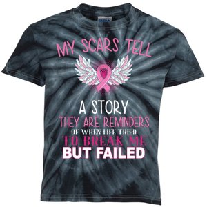 My Scars Tell A Story Breast Cancer Survivor Quote Kids Tie-Dye T-Shirt