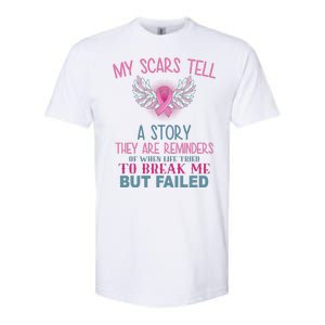 My Scars Tell A Story Breast Cancer Survivor Quote Softstyle CVC T-Shirt