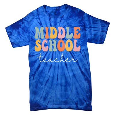 Middle School Teacher Retro Groovy Happy First Day Of School Tie-Dye T-Shirt