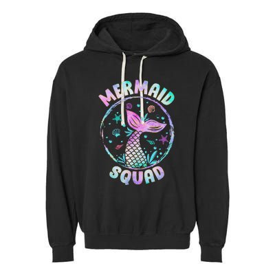 Mermaid Squad Themed Birthday Party Mermaids Family Matching Garment-Dyed Fleece Hoodie