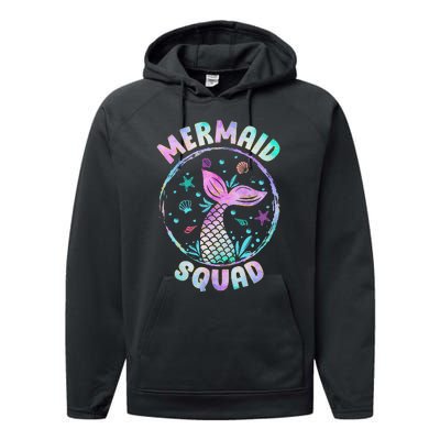 Mermaid Squad Themed Birthday Party Mermaids Family Matching Performance Fleece Hoodie