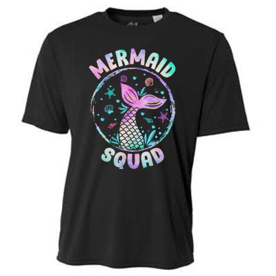 Mermaid Squad Themed Birthday Party Mermaids Family Matching Cooling Performance Crew T-Shirt