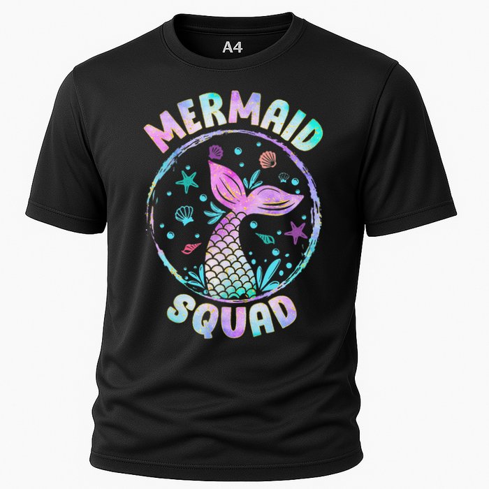 Mermaid Squad Themed Birthday Party Mermaids Family Matching Cooling Performance Crew T-Shirt