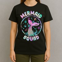 Mermaid Squad Themed Birthday Party Mermaids Family Matching T-Shirt