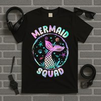 Mermaid Squad Themed Birthday Party Mermaids Family Matching T-Shirt
