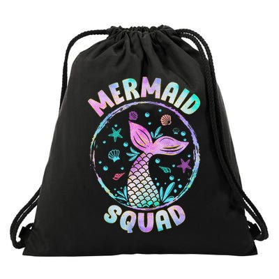 Mermaid Squad Themed Birthday Party Mermaids Family Matching Drawstring Bag