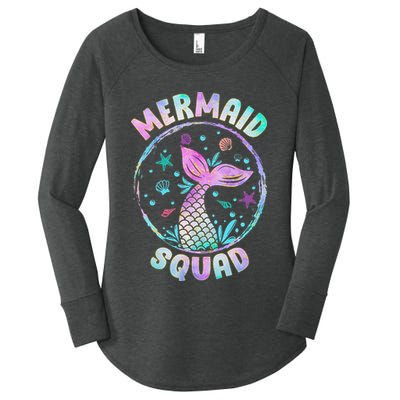 Mermaid Squad Themed Birthday Party Mermaids Family Matching Women's Perfect Tri Tunic Long Sleeve Shirt