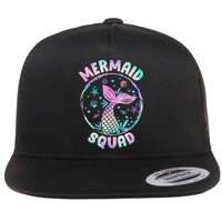 Mermaid Squad Themed Birthday Party Mermaids Family Matching Flat Bill Trucker Hat