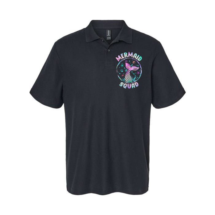 Mermaid Squad Themed Birthday Party Mermaids Family Matching Softstyle Adult Sport Polo