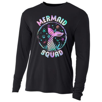 Mermaid Squad Themed Birthday Party Mermaids Family Matching Cooling Performance Long Sleeve Crew