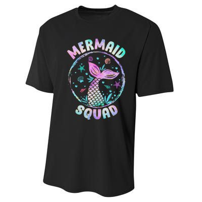 Mermaid Squad Themed Birthday Party Mermaids Family Matching Performance Sprint T-Shirt