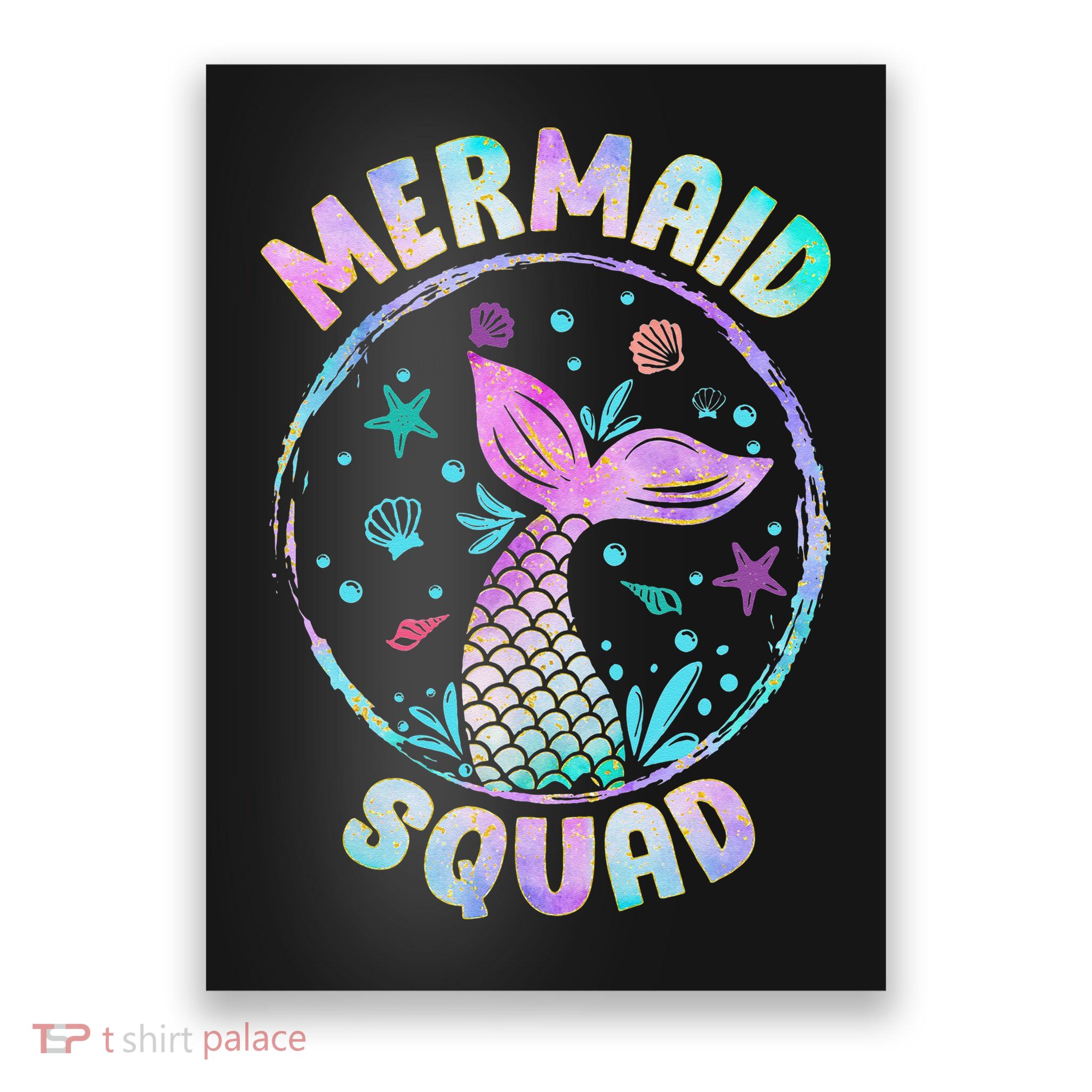 Mermaid Squad Themed Birthday Party Mermaids Family Matching Poster