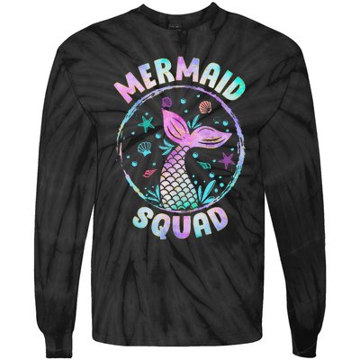 Mermaid Squad Themed Birthday Party Mermaids Family Matching Tie-Dye Long Sleeve Shirt