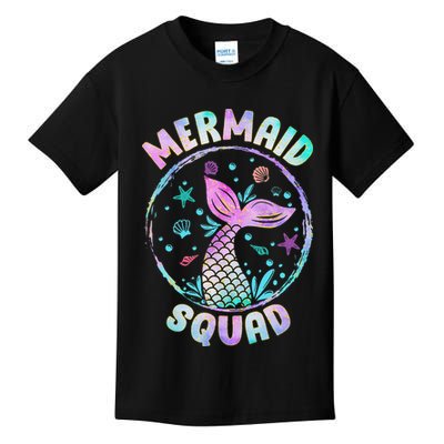 Mermaid Squad Themed Birthday Party Mermaids Family Matching Kids T-Shirt