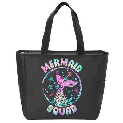 Mermaid Squad Themed Birthday Party Mermaids Family Matching Zip Tote Bag