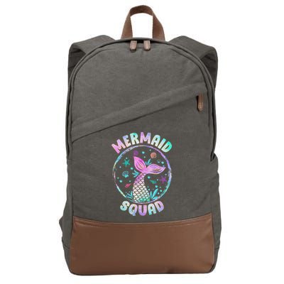 Mermaid Squad Themed Birthday Party Mermaids Family Matching Cotton Canvas Backpack