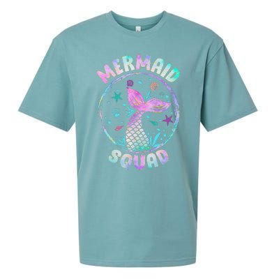 Mermaid Squad Themed Birthday Party Mermaids Family Matching Sueded Cloud Jersey T-Shirt