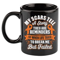 My Scars Tell A Story Kidney Cancer Ribbon Awareness Cool Gift 11oz C Handle Ceramic Mug