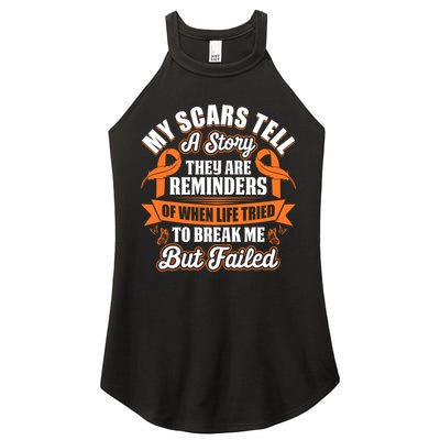 My Scars Tell A Story Kidney Cancer Ribbon Awareness Cool Gift Women's Perfect Tri Rocker Tank