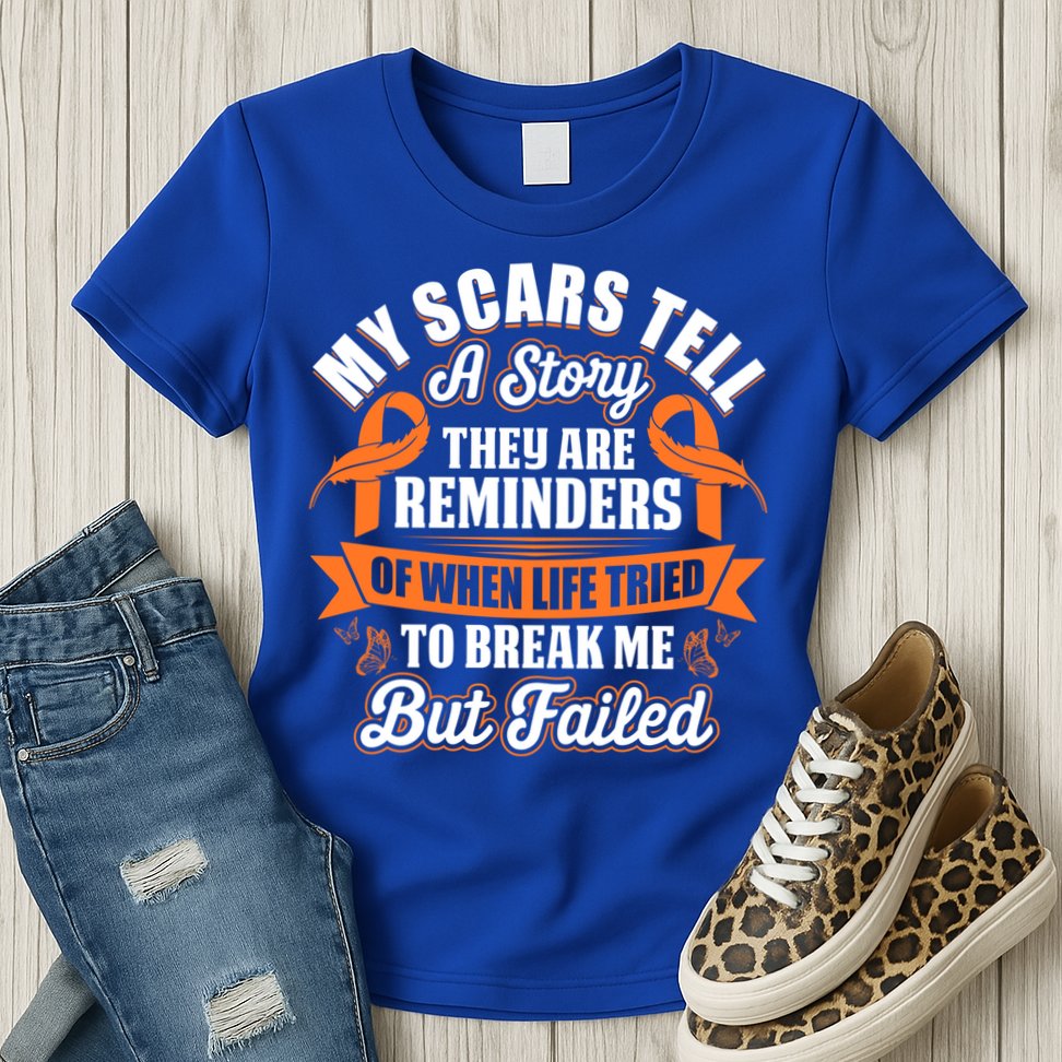 My Scars Tell A Story Kidney Cancer Ribbon Awareness Cool Gift Womens T-Shirt