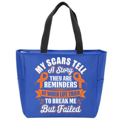 My Scars Tell A Story Kidney Cancer Ribbon Awareness Cool Gift Zip Tote Bag