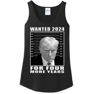 Mug Shot Trump Wanted 2024 For Four More Years Ladies Essential Tank