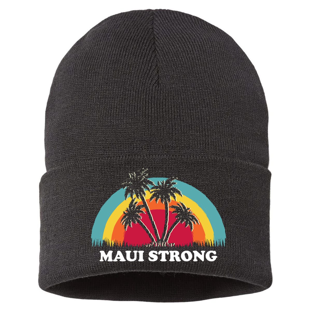Maui Strong Tropical Hawaii Wildfire Sustainable Knit Beanie