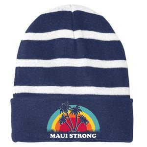 Maui Strong Tropical Hawaii Wildfire Striped Beanie with Solid Band