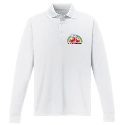 Maui Strong Tropical Hawaii Wildfire Performance Long Sleeve Polo