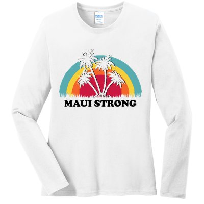 Maui Strong Tropical Hawaii Wildfire Ladies Long Sleeve Shirt