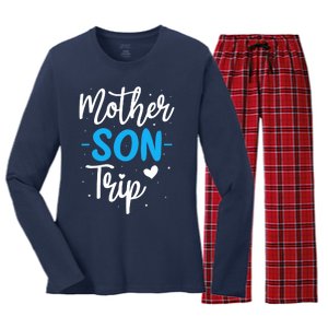 Mother Son Trip Summer Family Vacation Trip Cruise Beach Women's Long Sleeve Flannel Pajama Set 