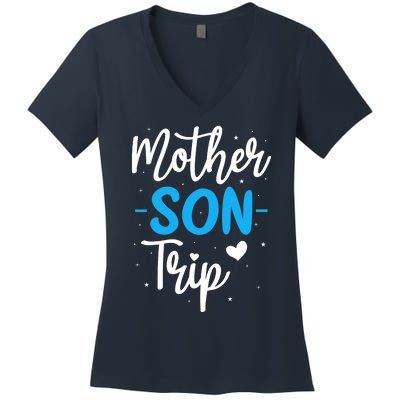 Mother Son Trip Summer Family Vacation Trip Cruise Beach Women's V-Neck T-Shirt