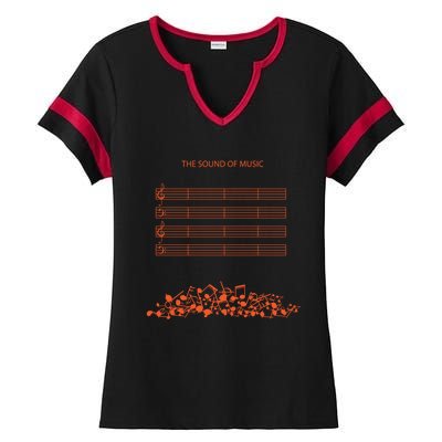 Music Sheet The Sound Of Silence Musical Notes Musician Great Gift Ladies Halftime Notch Neck Tee