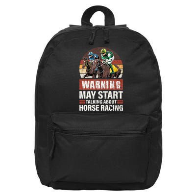 May Start Talking About Horse Racing Funny Racer Graphic 16 in Basic Backpack