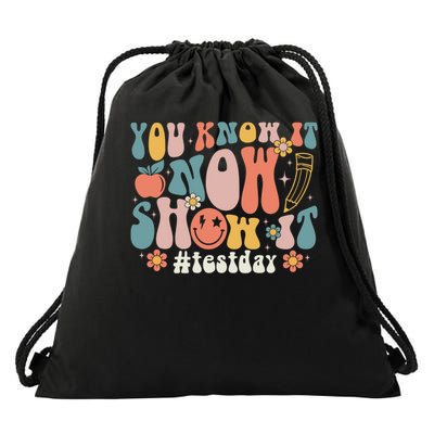 Motivational State Testing Rock The Test Day You Know It Now Show It Drawstring Bag