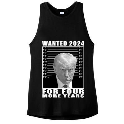 Mug Shot Trump Wanted 2024 For Four More Years Ladies PosiCharge Tri-Blend Wicking Tank