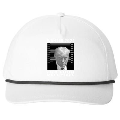 Mug Shot Trump Wanted 2024 For Four More Years Snapback Five-Panel Rope Hat